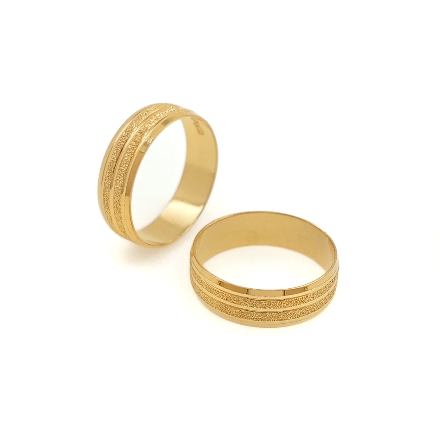 Sand Texture Dual Strip Band Ring