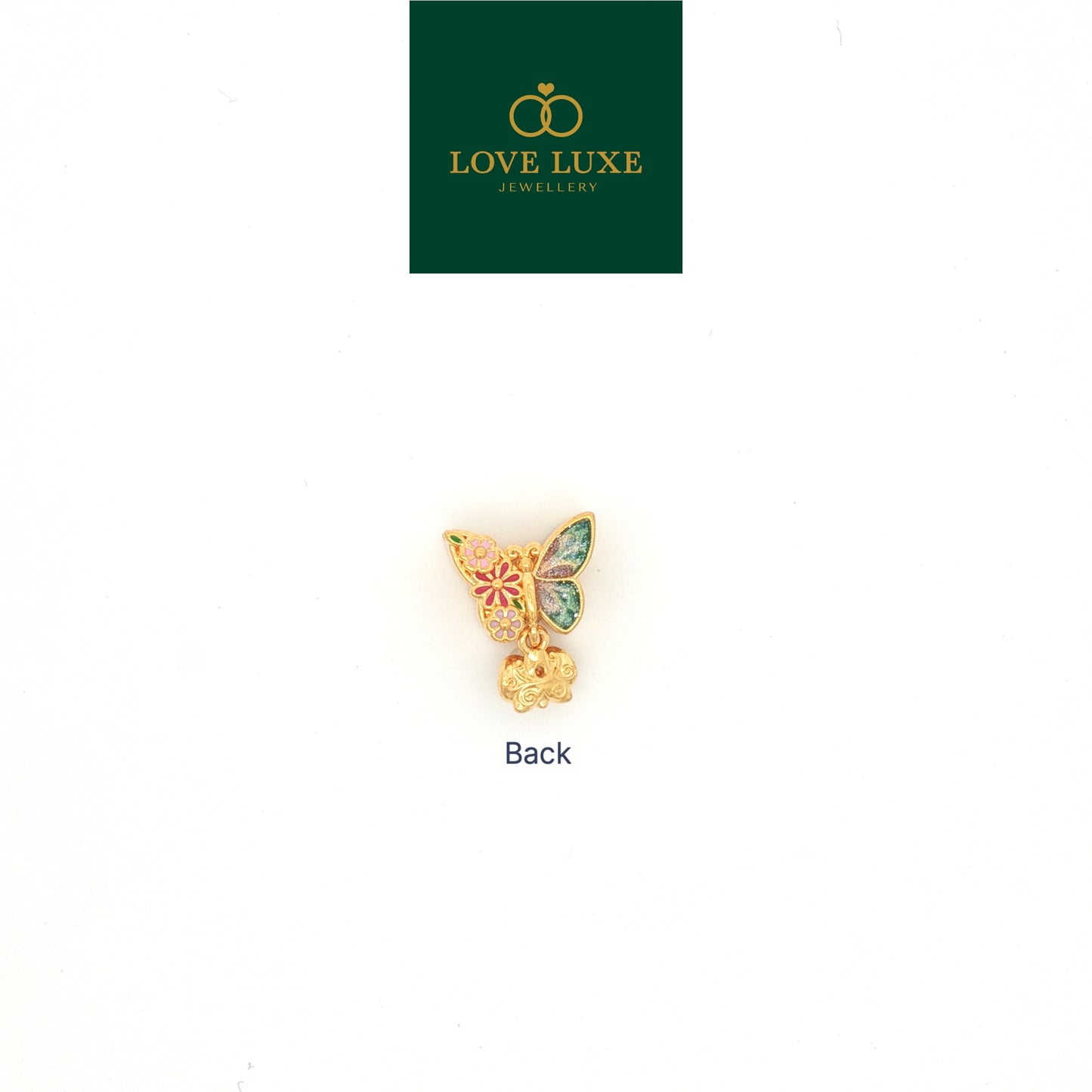 LOVE LUXE Floral Butterfly with Hanging Charm | Emas 916/22K