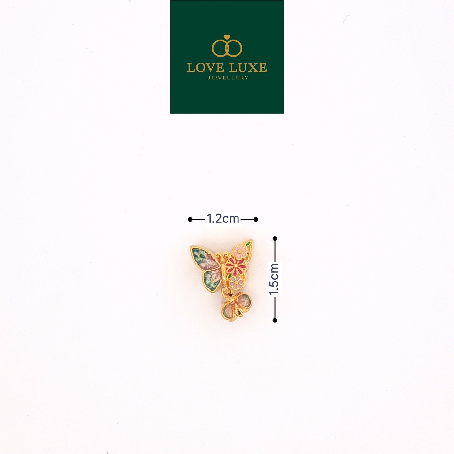 LOVE LUXE Floral Butterfly with Hanging Charm | Emas 916/22K