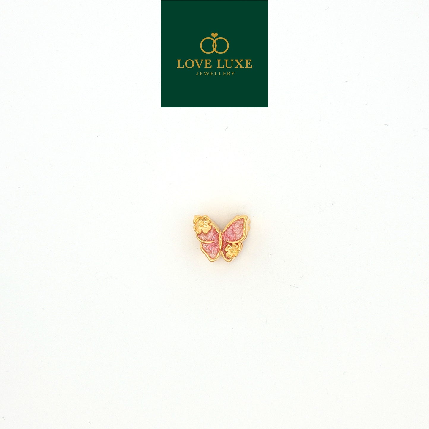 LOVE LUXE Pink Butterfly with Floral Stud Charm | Emas 916/22K