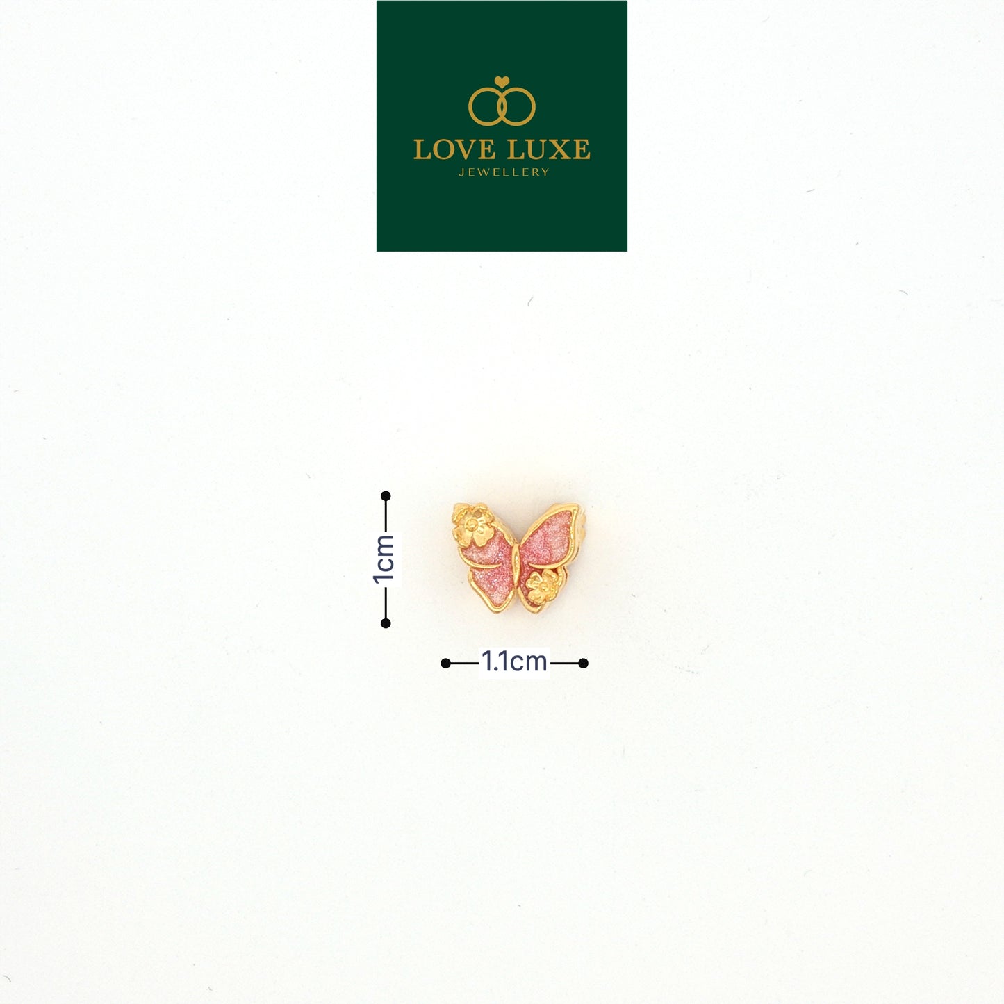 LOVE LUXE Pink Butterfly with Floral Stud Charm | Emas 916/22K