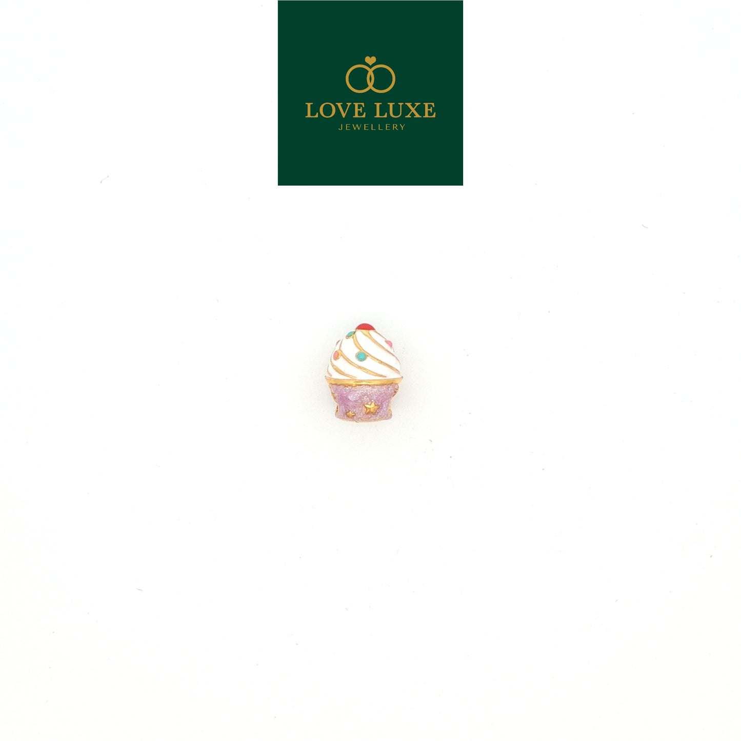LOVE LUXE Sweet Cupcake Hard Gold Stud Charm | Emas 916/22K