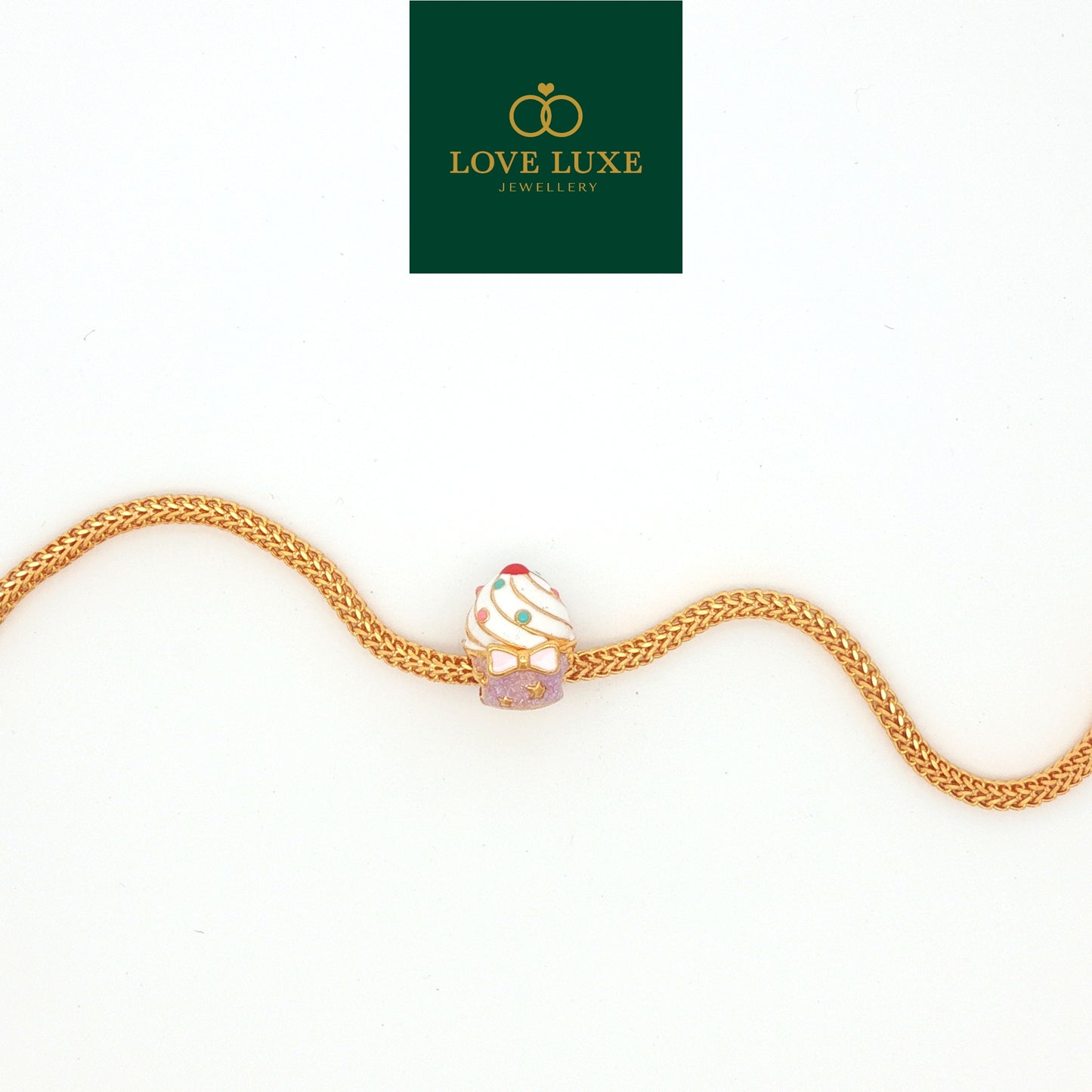 LOVE LUXE Sweet Cupcake Hard Gold Stud Charm | Emas 916/22K
