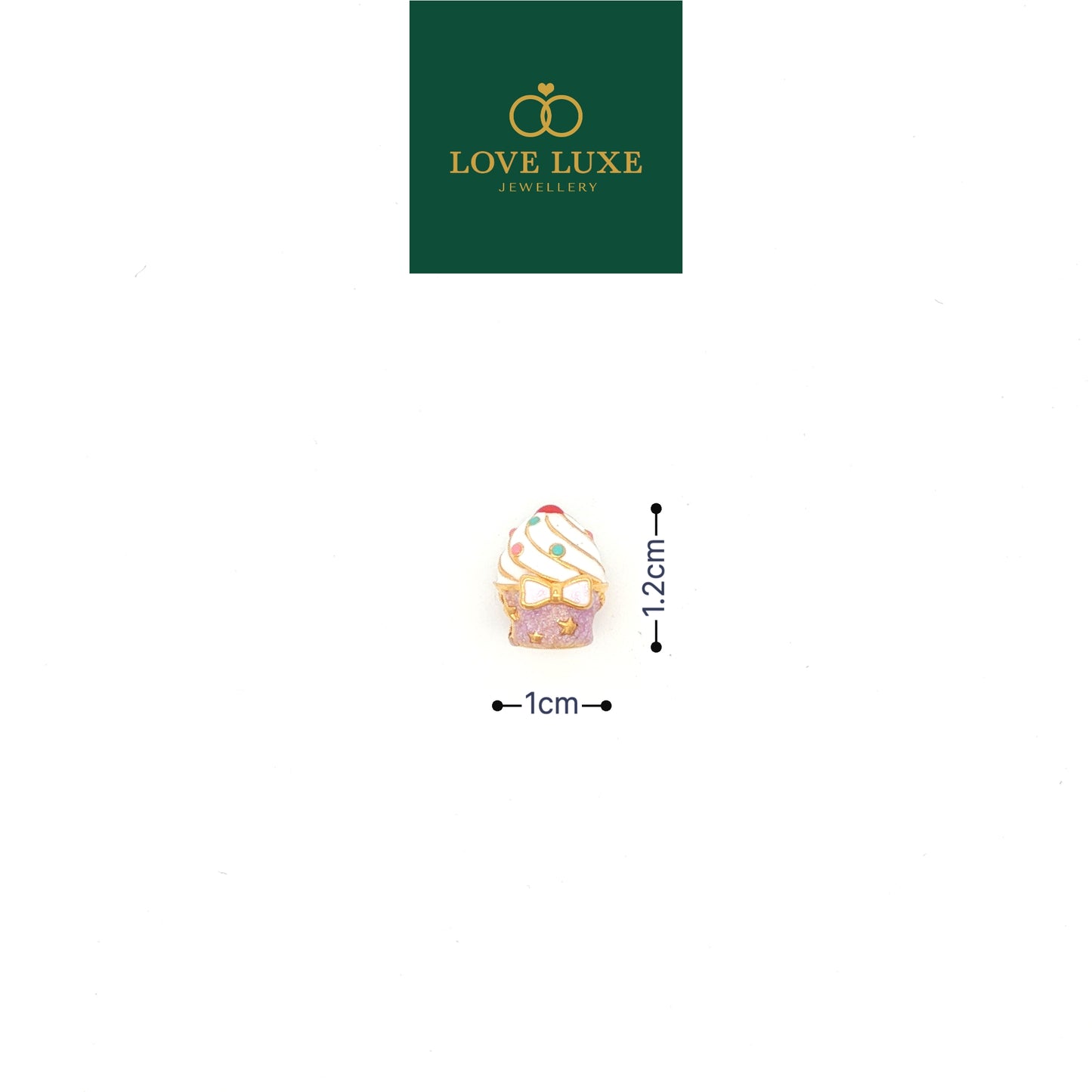 LOVE LUXE Sweet Cupcake Hard Gold Stud Charm | Emas 916/22K