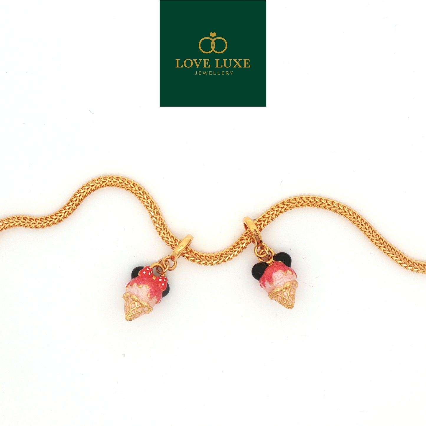 LOVE LUXE Minie Ice Cream Dangling Hard Gold Charm | Emas 916/22K