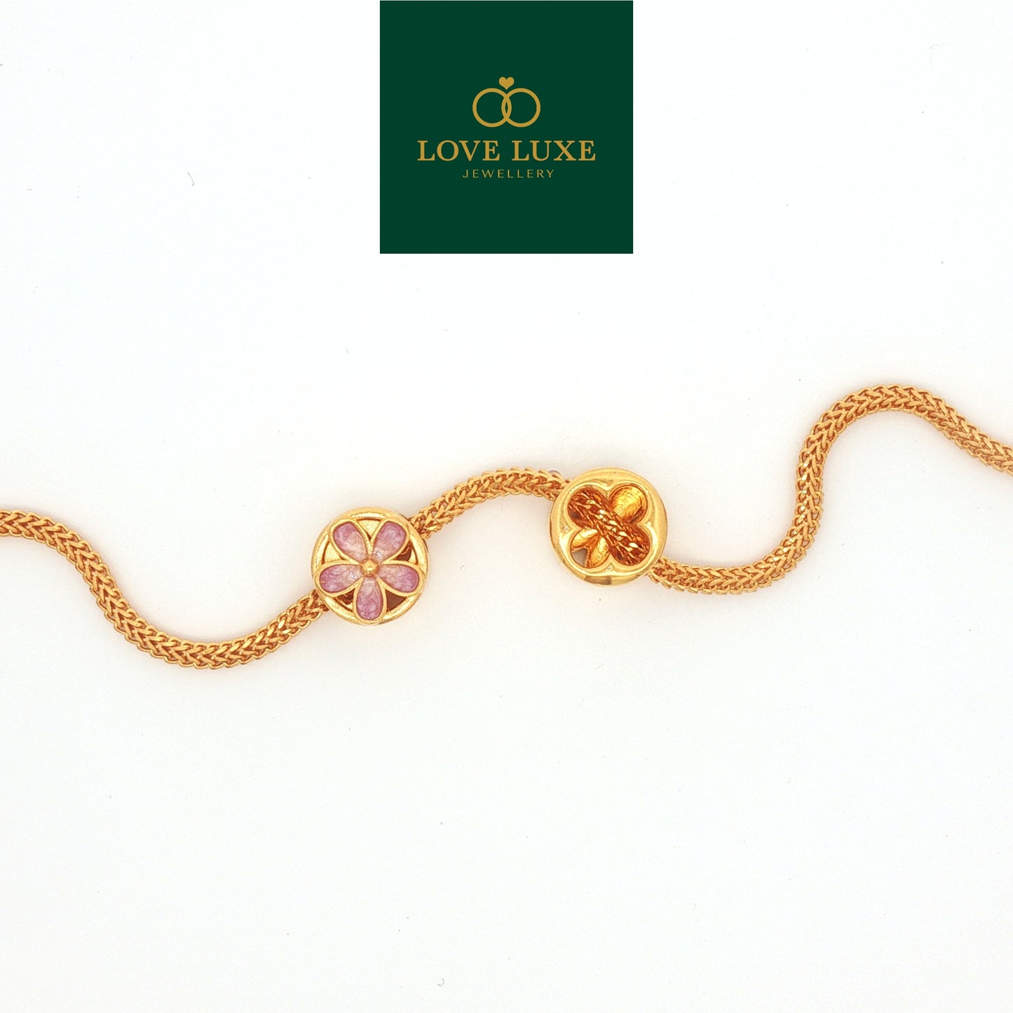 LOVE LUXE Light Purple Flower Stud Charm | Emas 916/22K