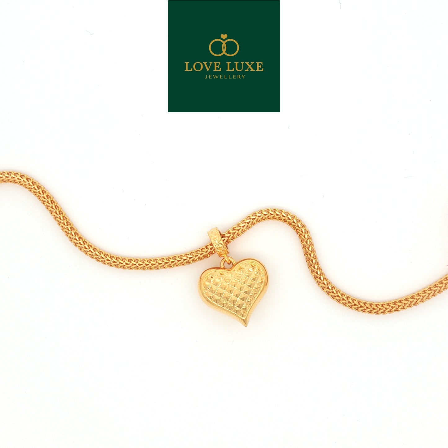LOVE LUXE Love Gemuk Diamond Cut Dangling Hard Gold Charm | Emas 916/22K
