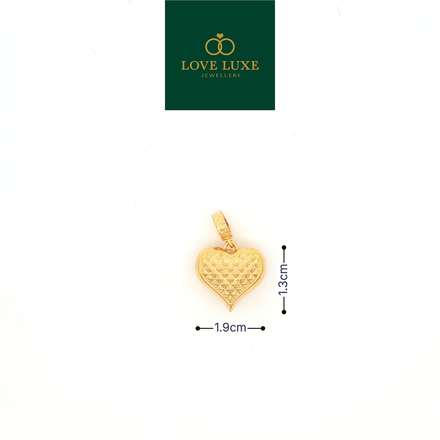 LOVE LUXE Love Gemuk Diamond Cut Dangling Hard Gold Charm | Emas 916/22K