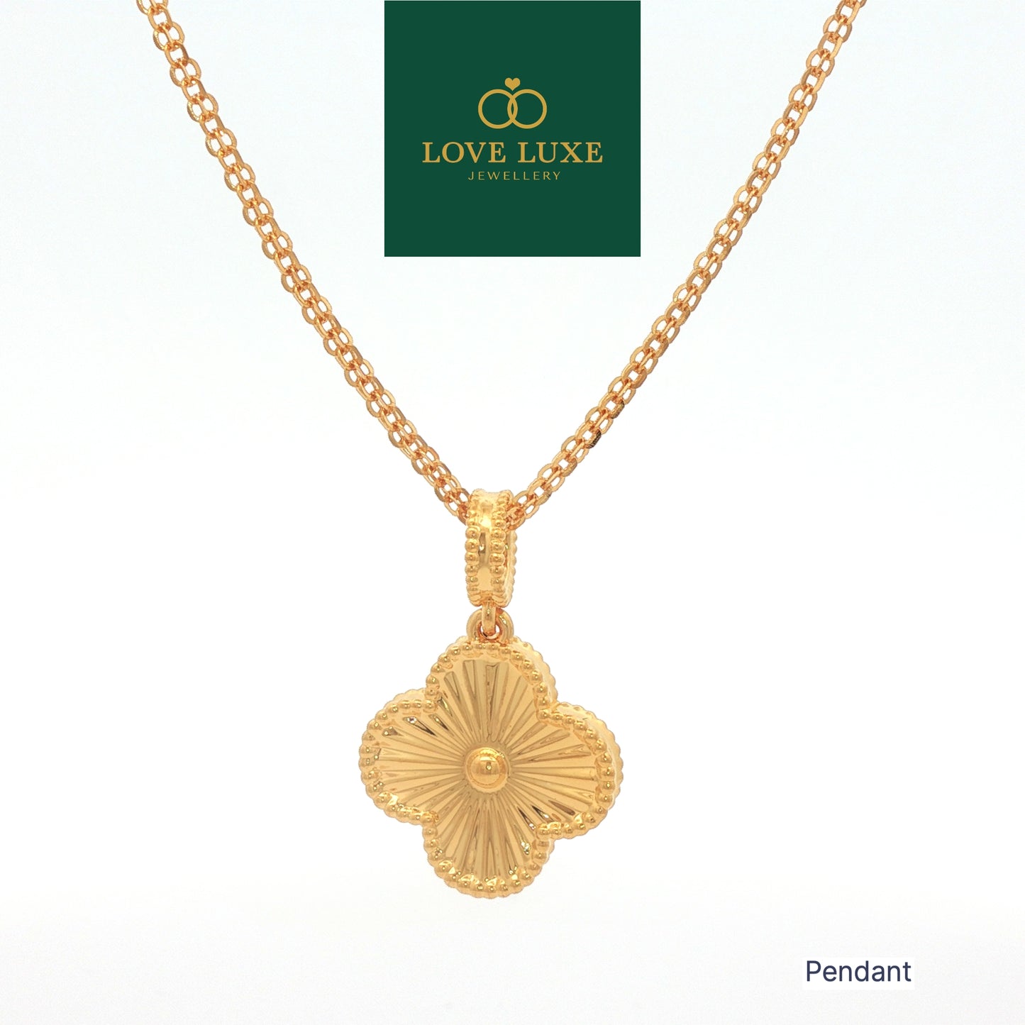 LOVE LUXE Clover Cleef Dangling Charm Pendant | Emas 916/22K