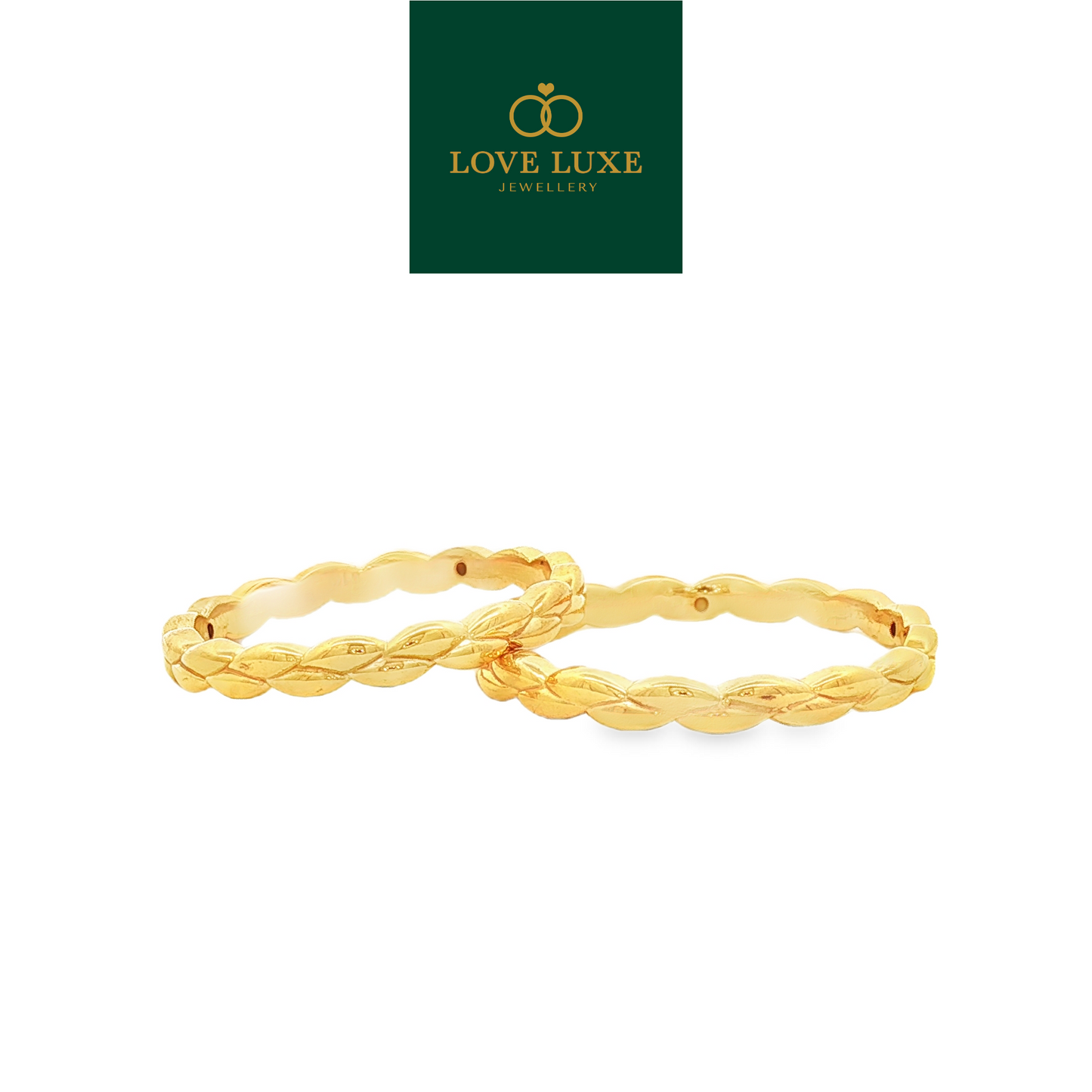 Golden Braid Rope Link 5D Hard Gold Ring | Emas 916/22K
