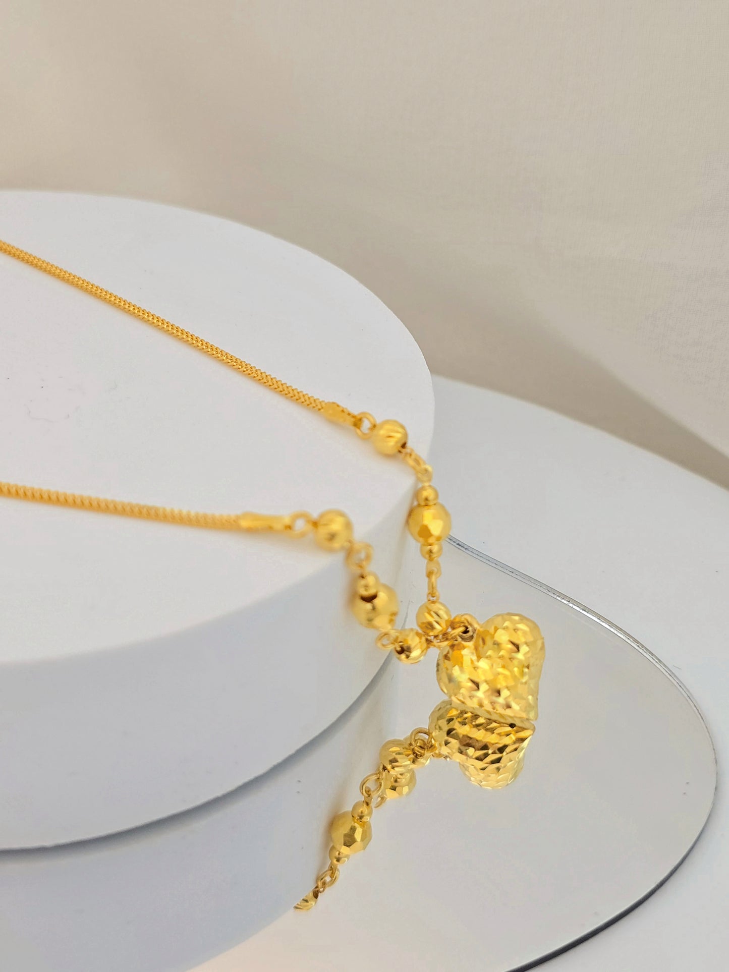 Aurelia Puffy Diamond Cut Heart Necklace