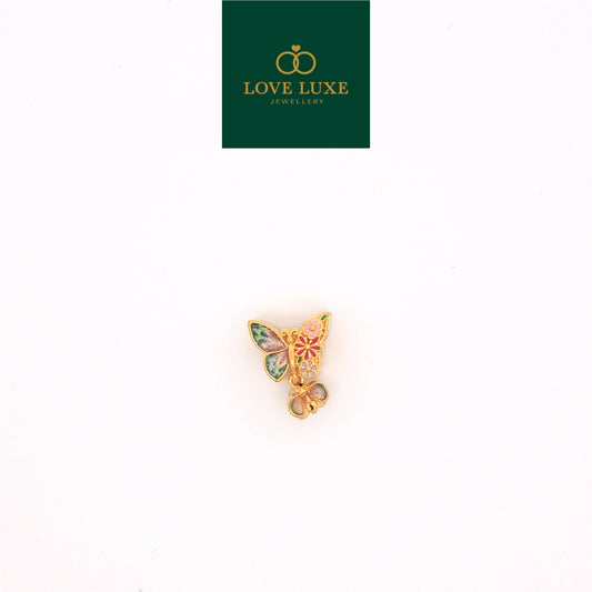 LOVE LUXE Floral Butterfly with Hanging Charm | Emas 916/22K