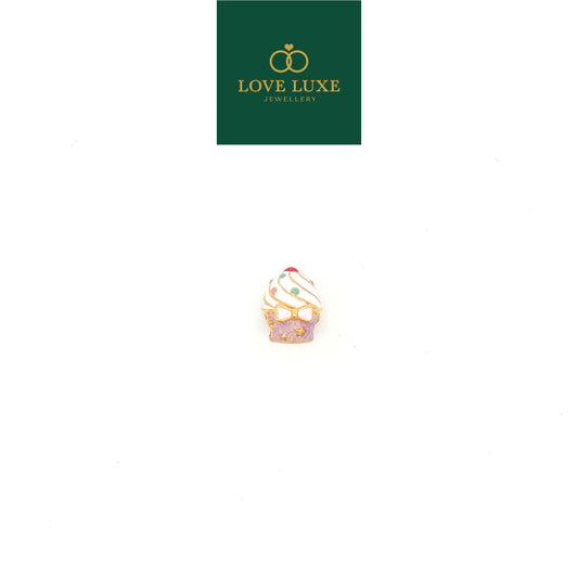LOVE LUXE Sweet Cupcake Hard Gold Stud Charm | Emas 916/22K