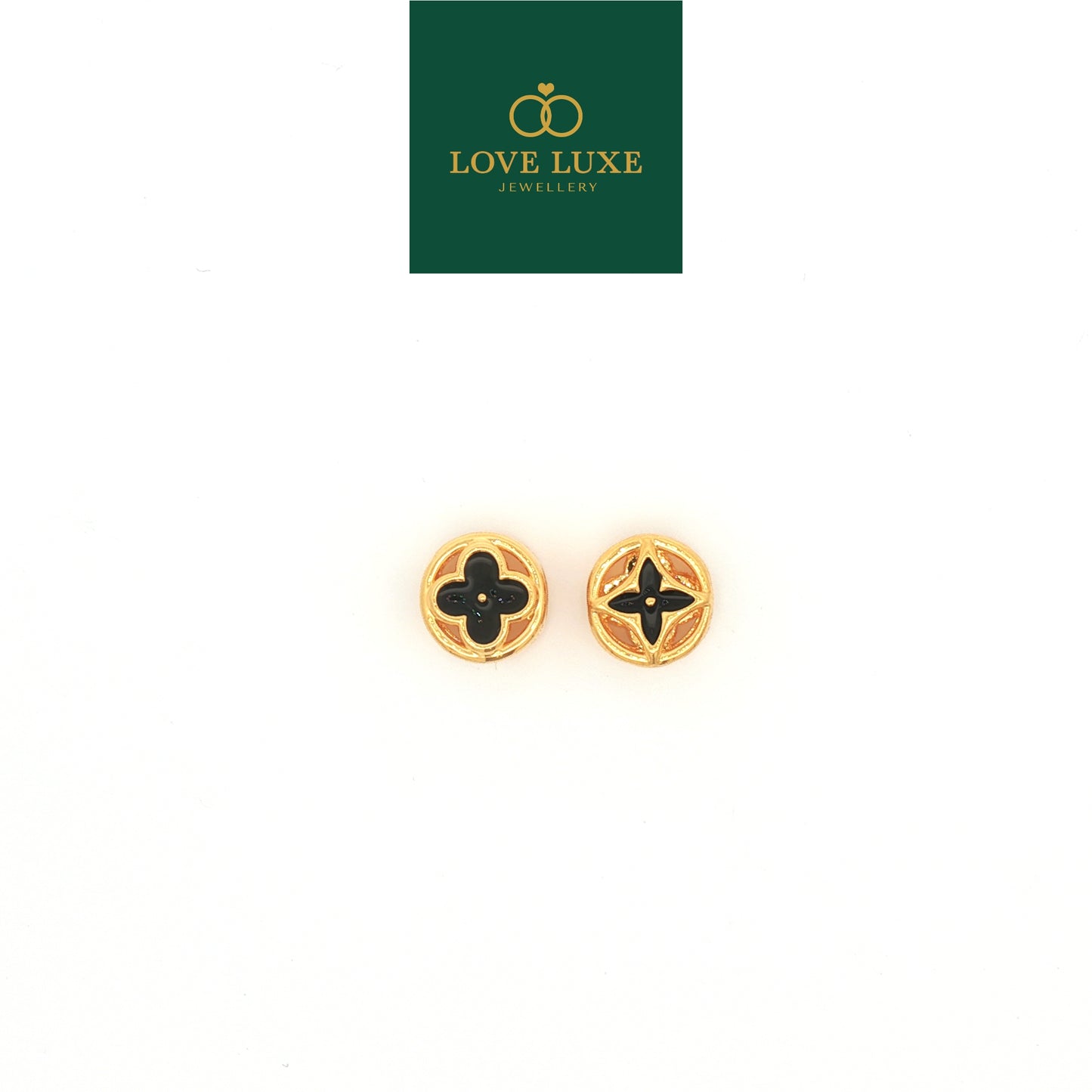 LOVE LUXE Clover Floral Round Stud Charm | Emas 916/22K