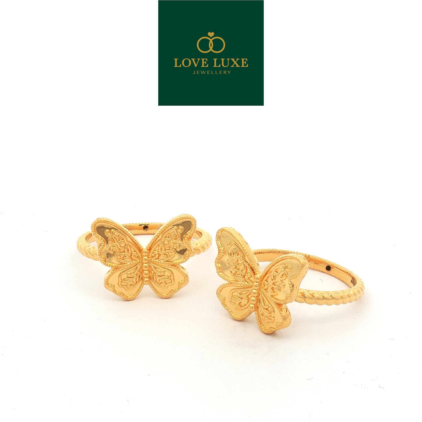Floral Butterfly Layer 5D Hard Gold Ring | Emas 916/22K