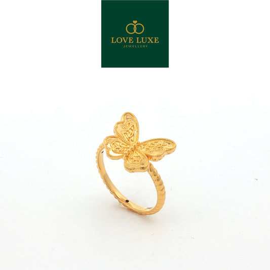 Floral Butterfly Layer 5D Hard Gold Ring | Emas 916/22K