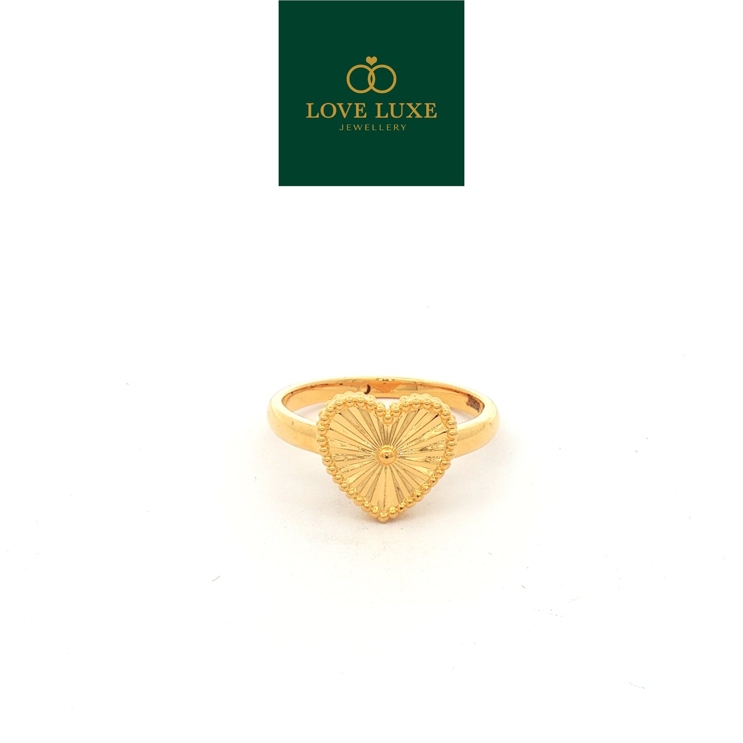 Starburst Heart Love 5D Hard Gold Ring | Emas 916/22K