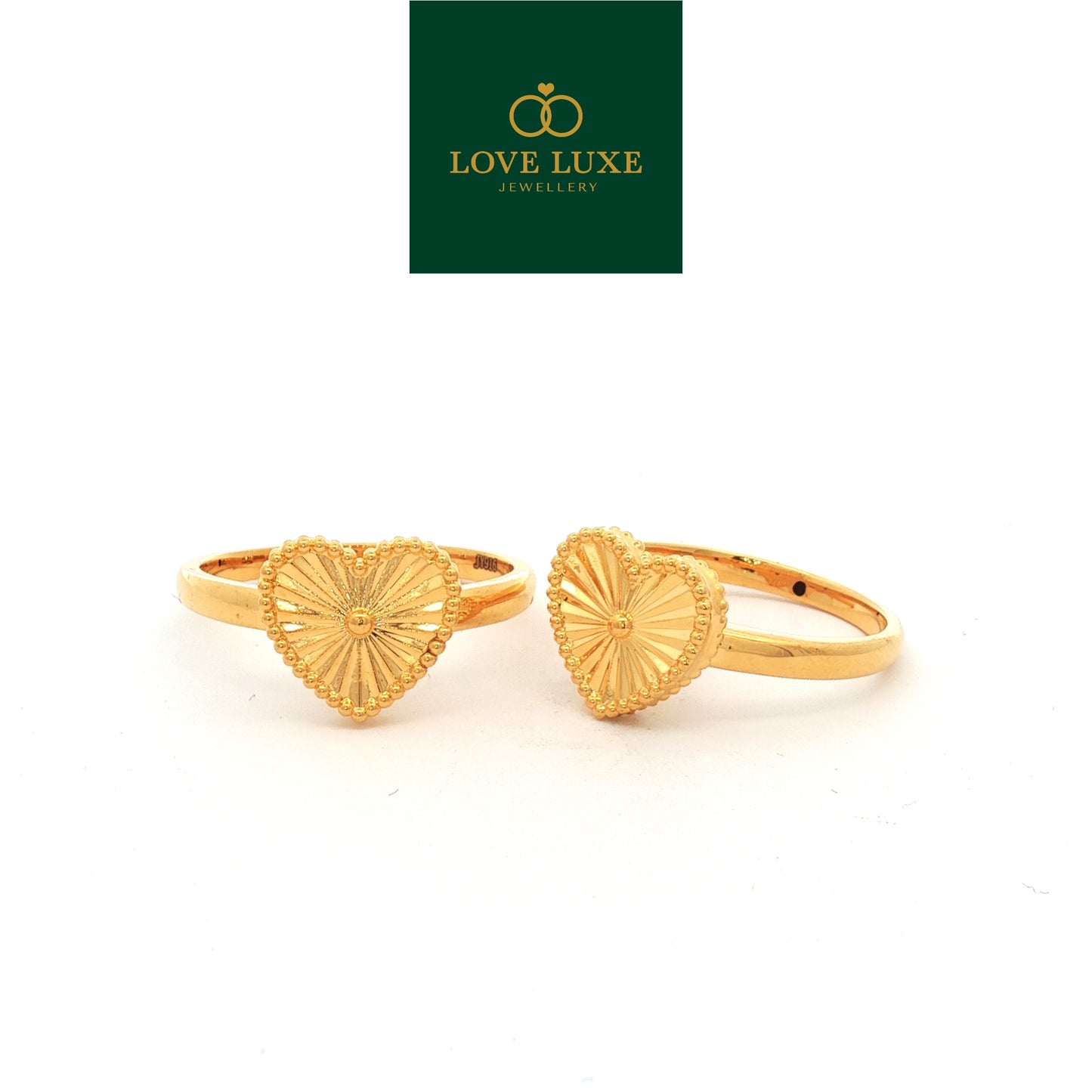 Starburst Heart Love 5D Hard Gold Ring | Emas 916/22K