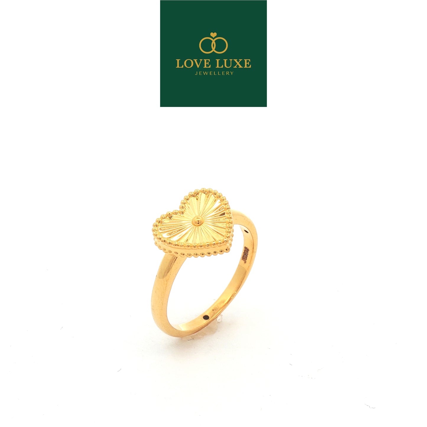 Starburst Heart Love 5D Hard Gold Ring | Emas 916/22K