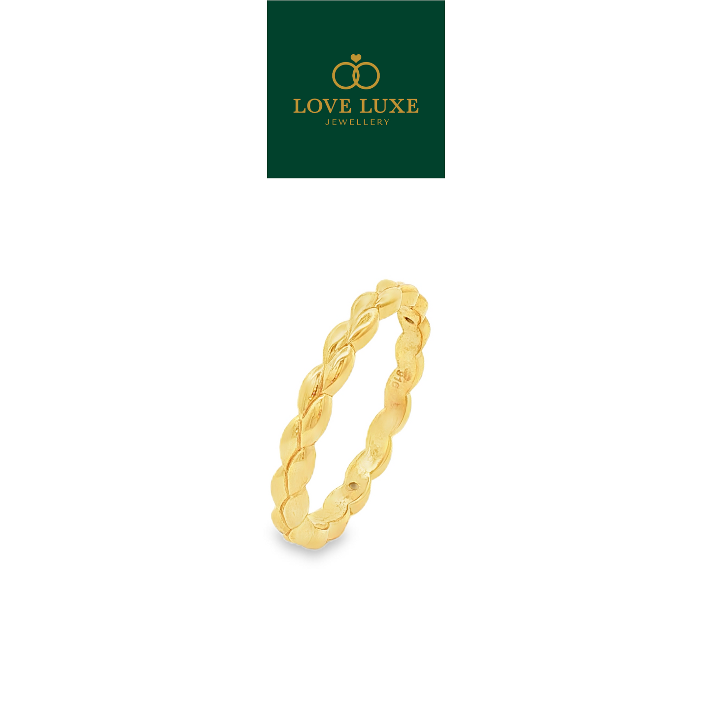 Golden Braid Rope Link 5D Hard Gold Ring | Emas 916/22K