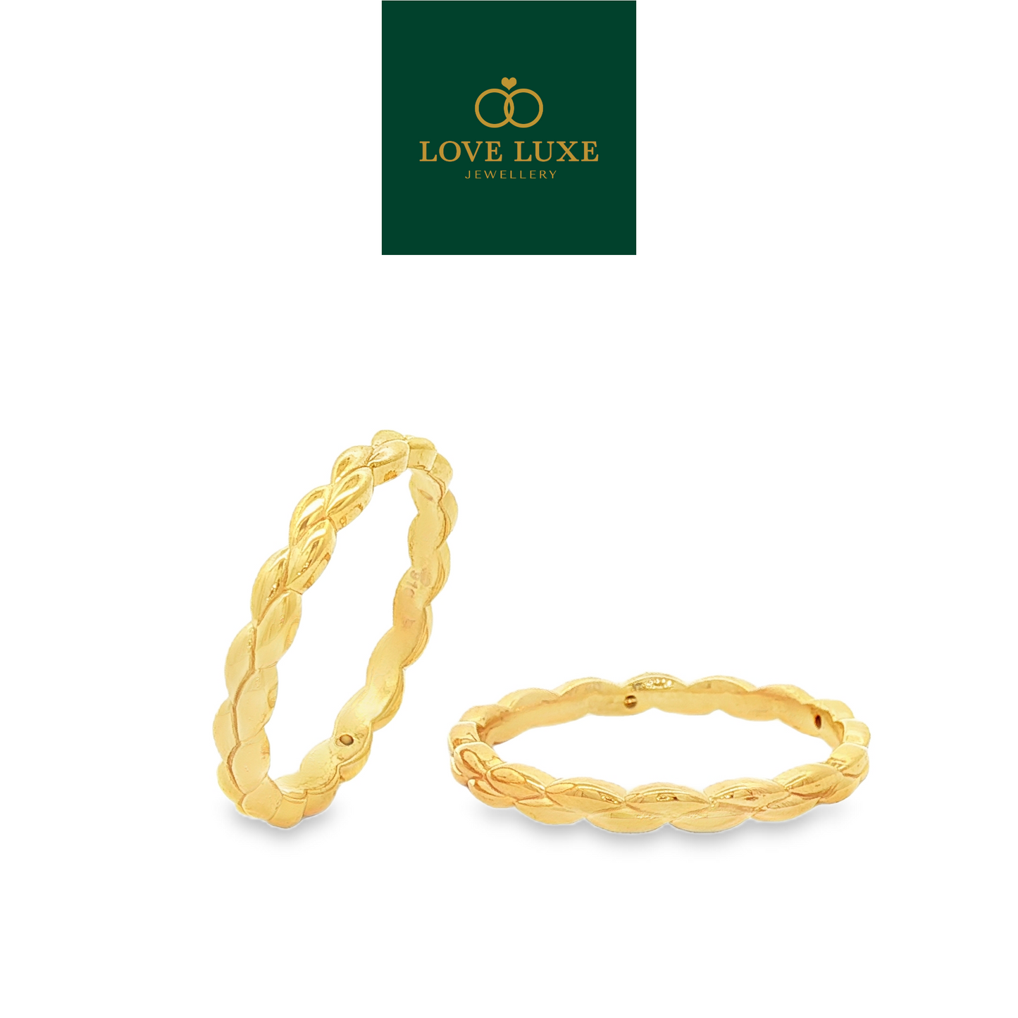 Golden Braid Rope Link 5D Hard Gold Ring | Emas 916/22K