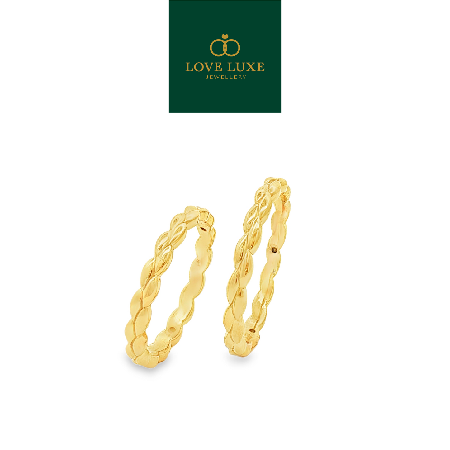 Golden Braid Rope Link 5D Hard Gold Ring | Emas 916/22K