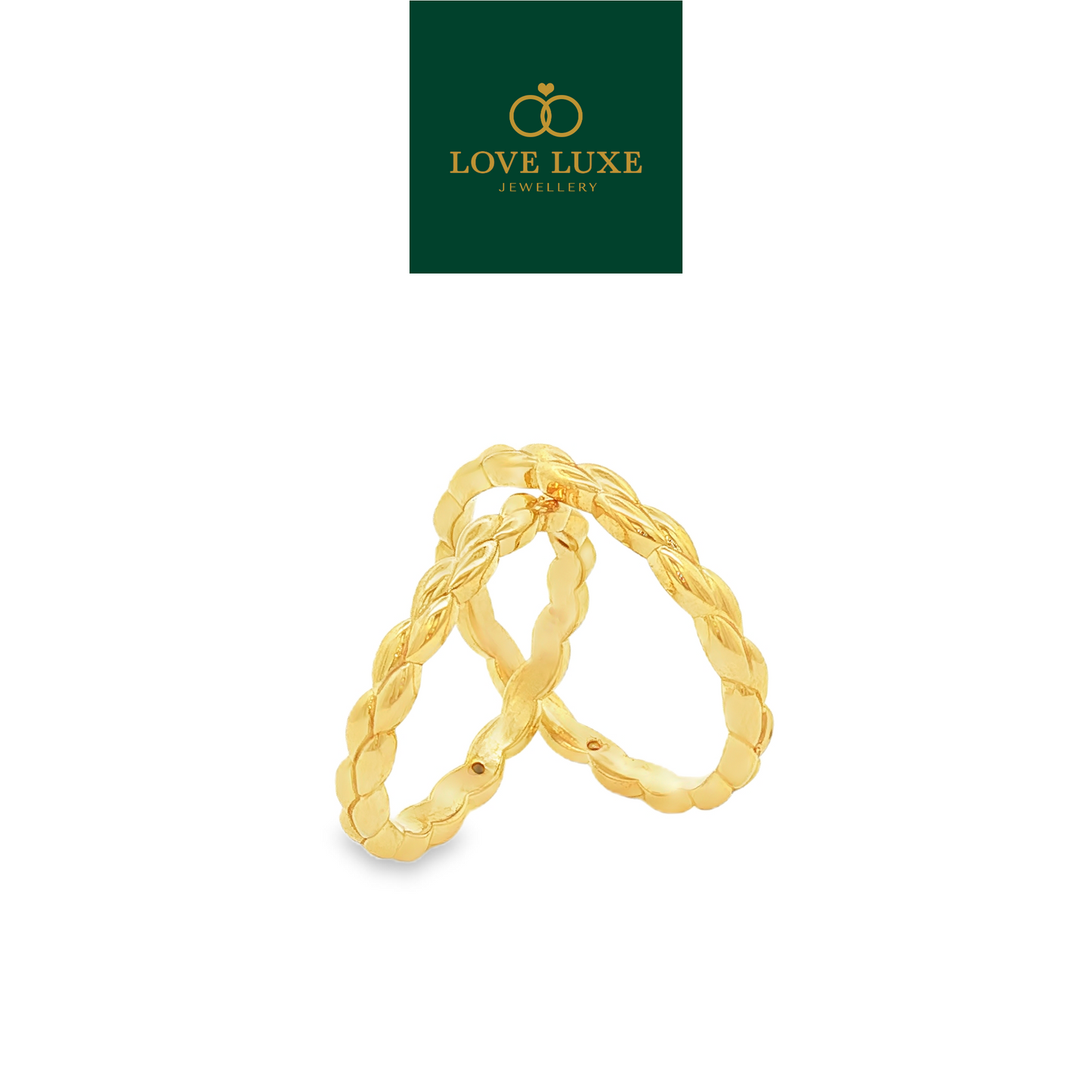 Golden Braid Rope Link 5D Hard Gold Ring | Emas 916/22K