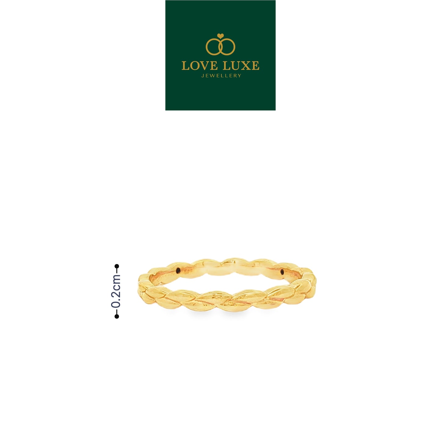 Golden Braid Rope Link 5D Hard Gold Ring | Emas 916/22K
