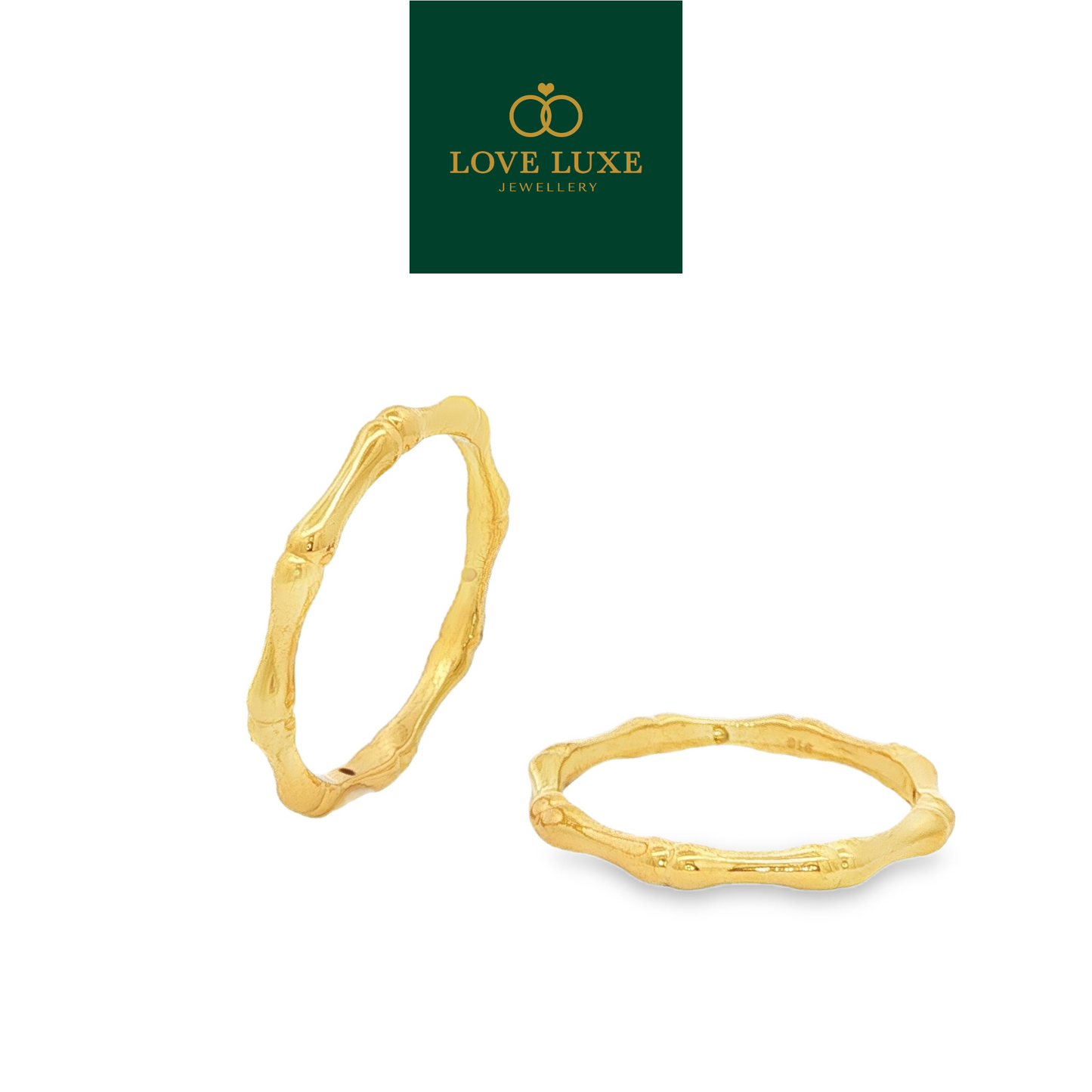 Bamboo Bone 5D Hard Gold Ring | Emas 916/22K
