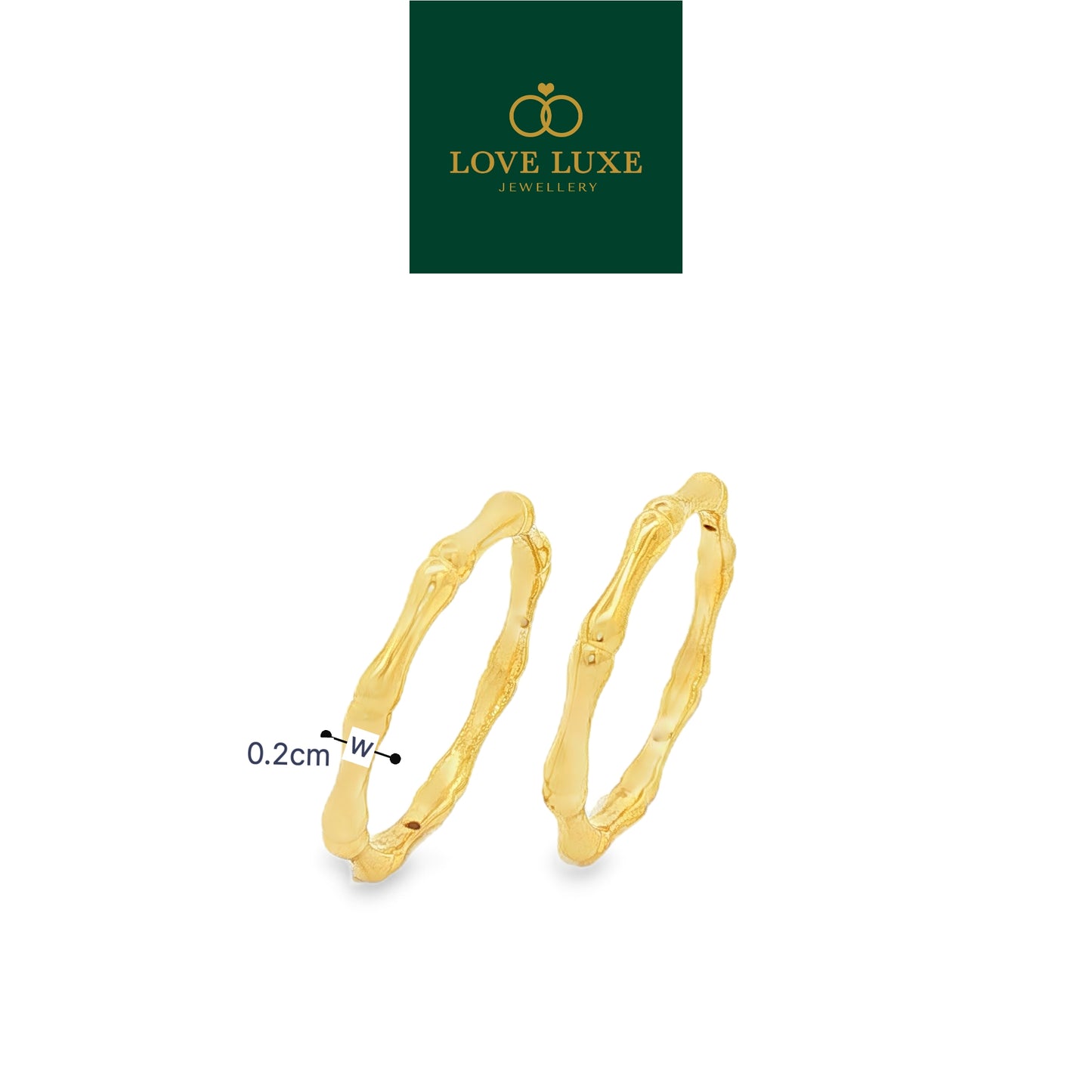 Bamboo Bone 5D Hard Gold Ring | Emas 916/22K