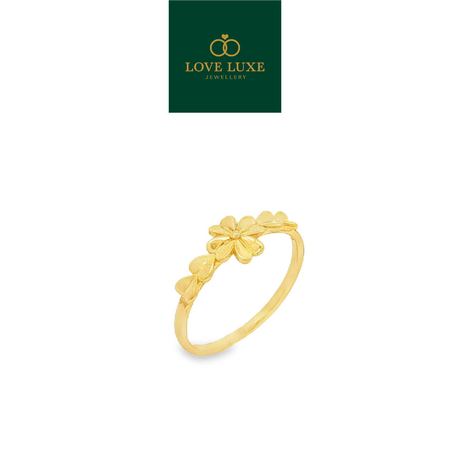 Clover Love Leaf 5D Hard Gold Ring | Emas 916/22K