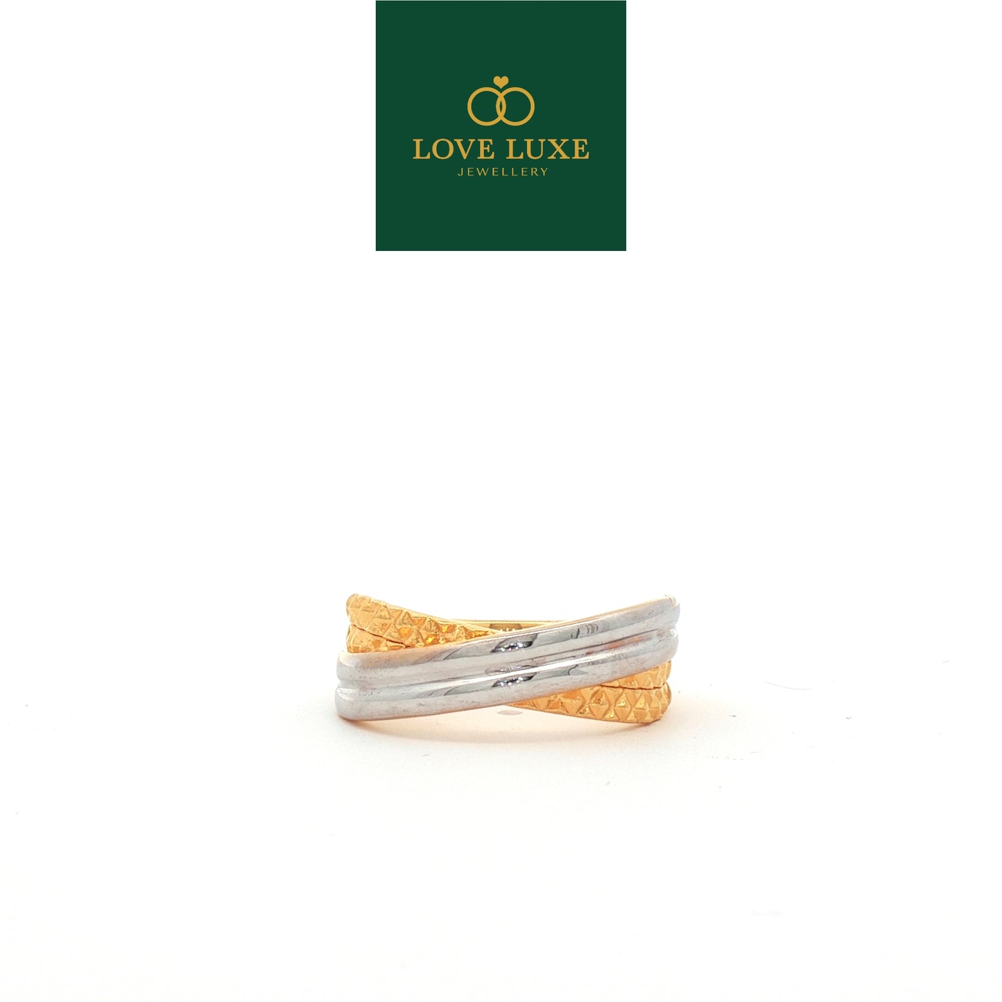2C Double Crossover 5D Hard Gold Ring | Emas 916/22K