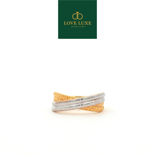 2C Double Crossover 5D Hard Gold Ring | Emas 916/22K