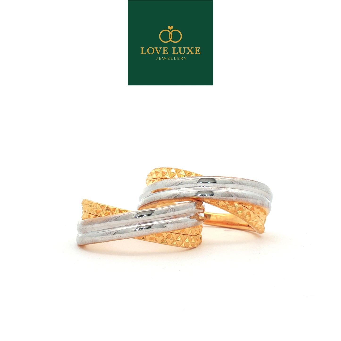 2C Double Crossover 5D Hard Gold Ring | Emas 916/22K