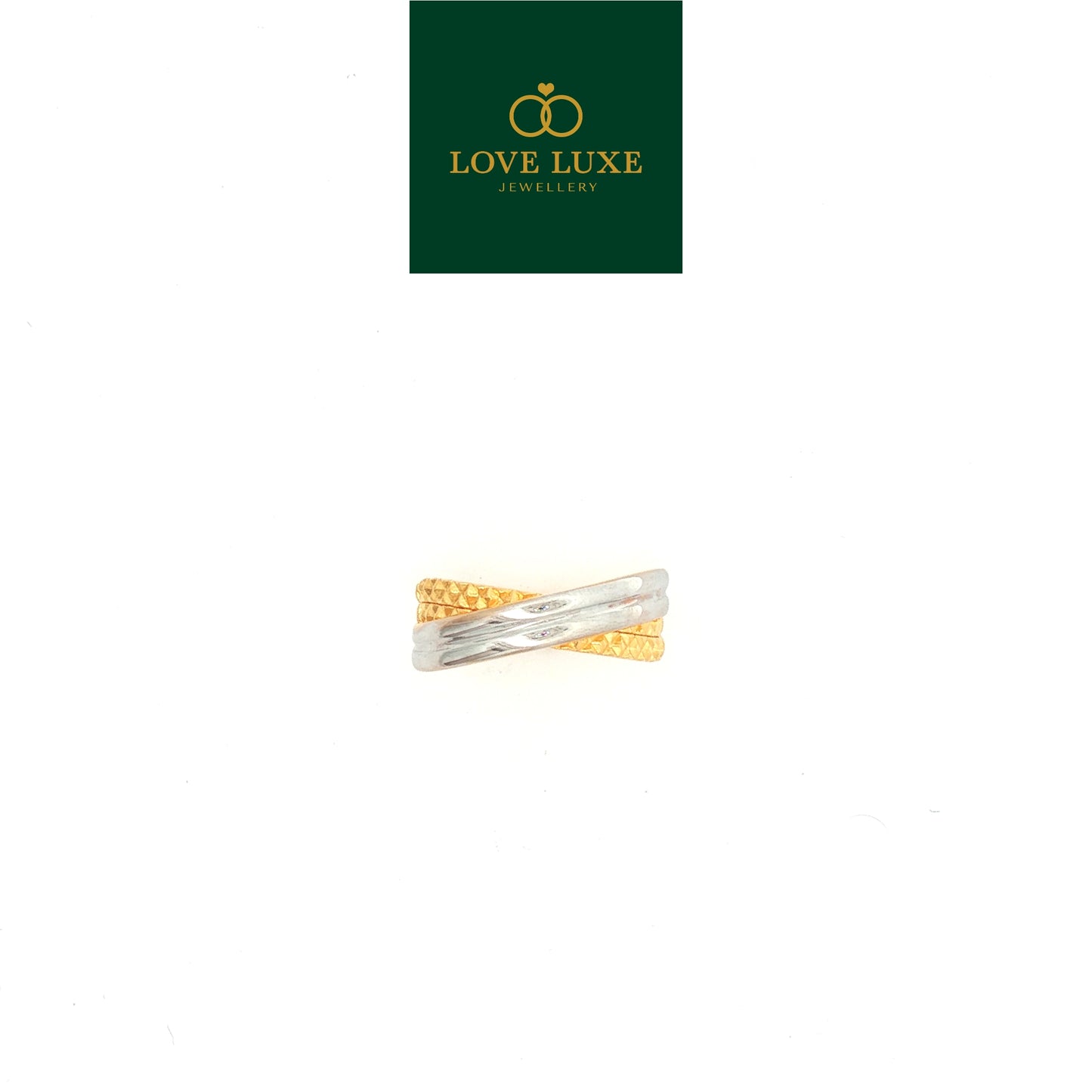 2C Double Crossover 5D Hard Gold Ring | Emas 916/22K