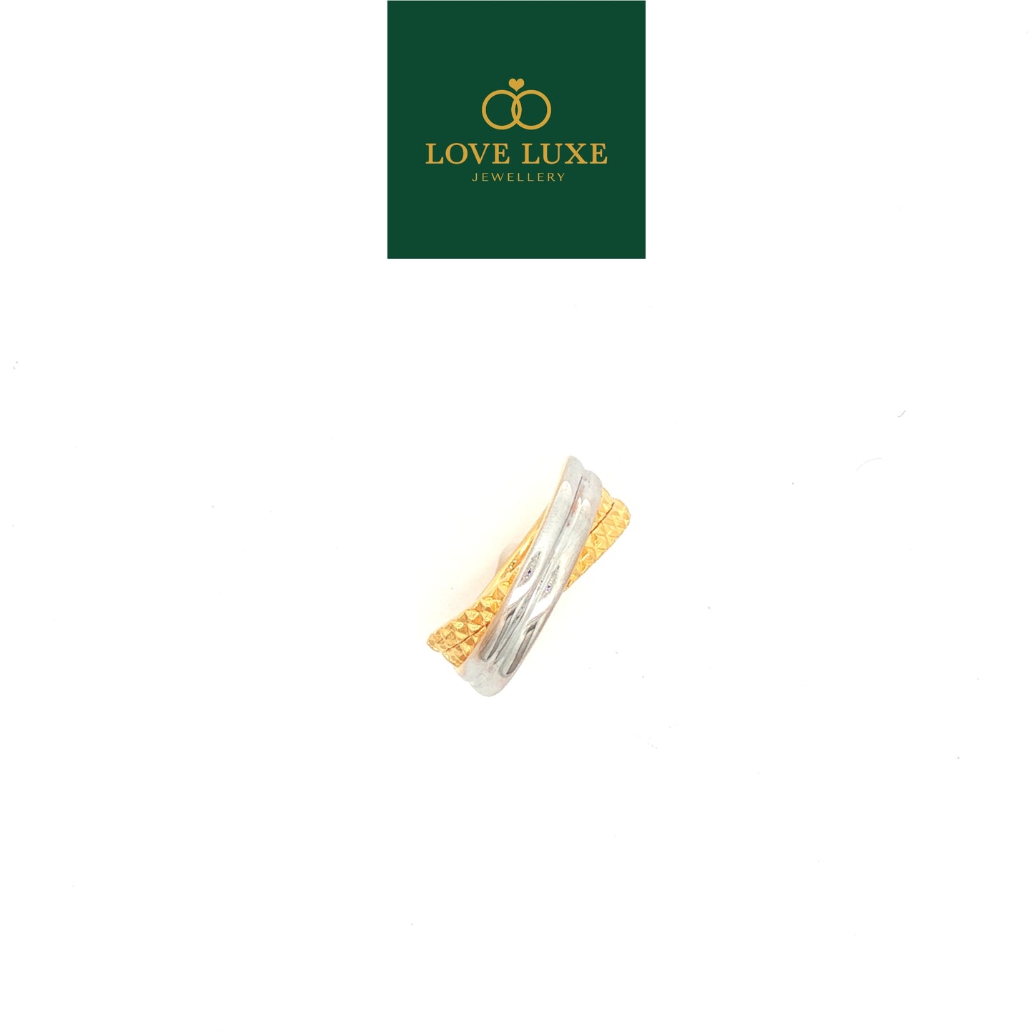 2C Double Crossover 5D Hard Gold Ring | Emas 916/22K