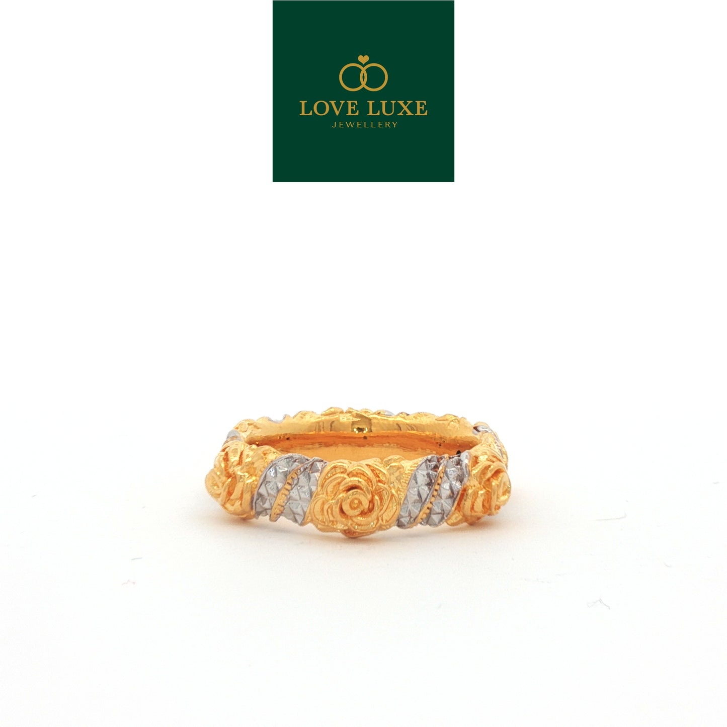 2C Rose Intertwine 5D Hard Gold Ring | Emas 916/22K