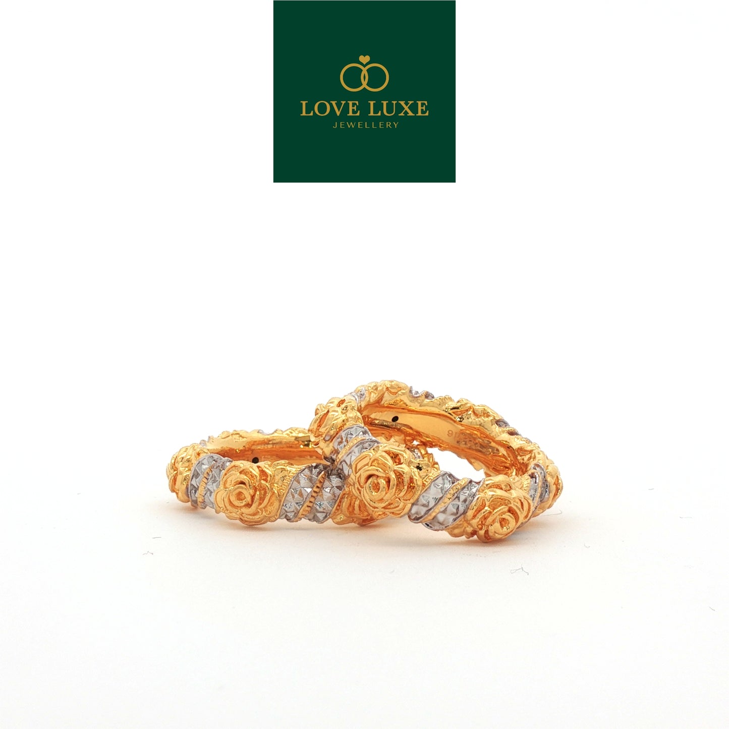 2C Rose Intertwine 5D Hard Gold Ring | Emas 916/22K