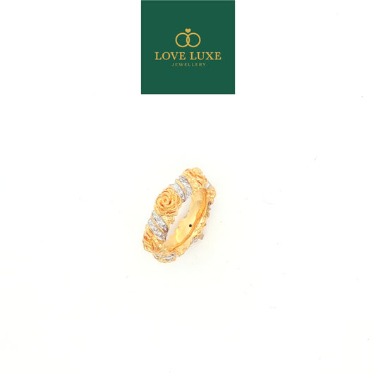 2C Rose Intertwine 5D Hard Gold Ring | Emas 916/22K