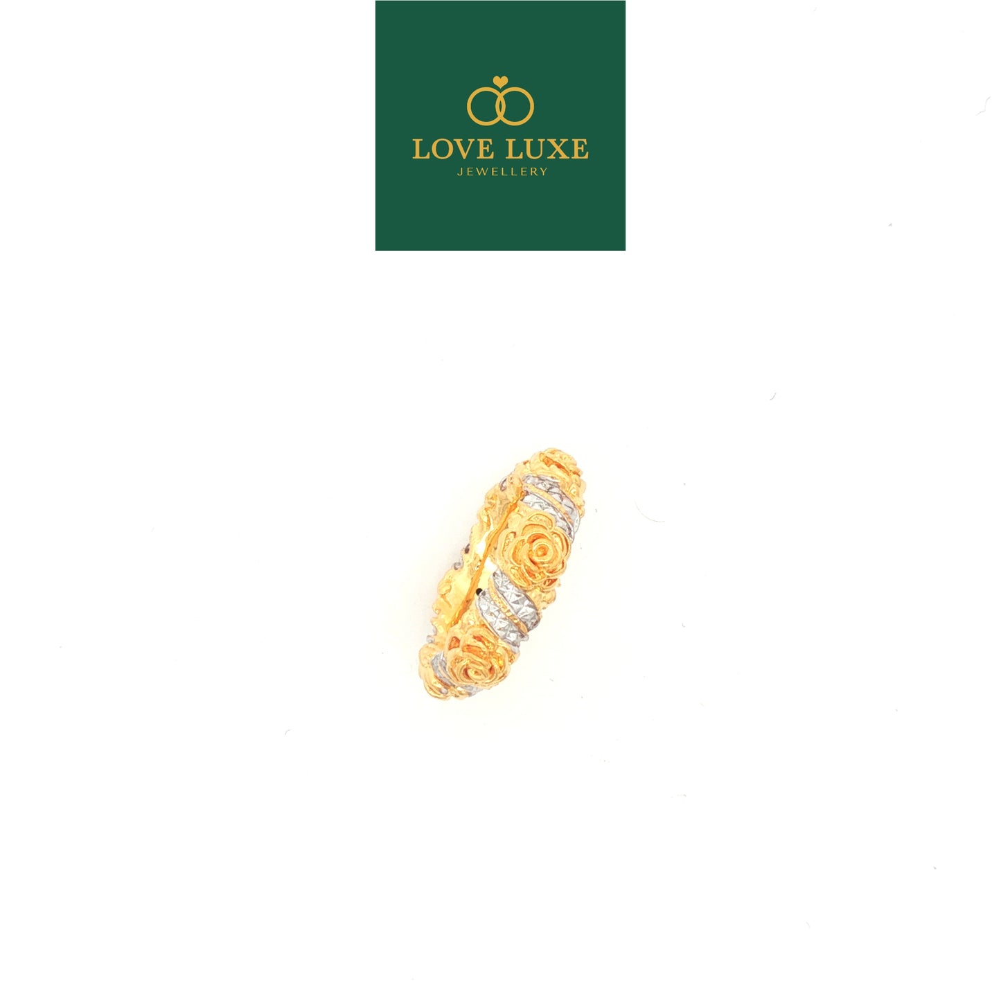 2C Rose Intertwine 5D Hard Gold Ring | Emas 916/22K