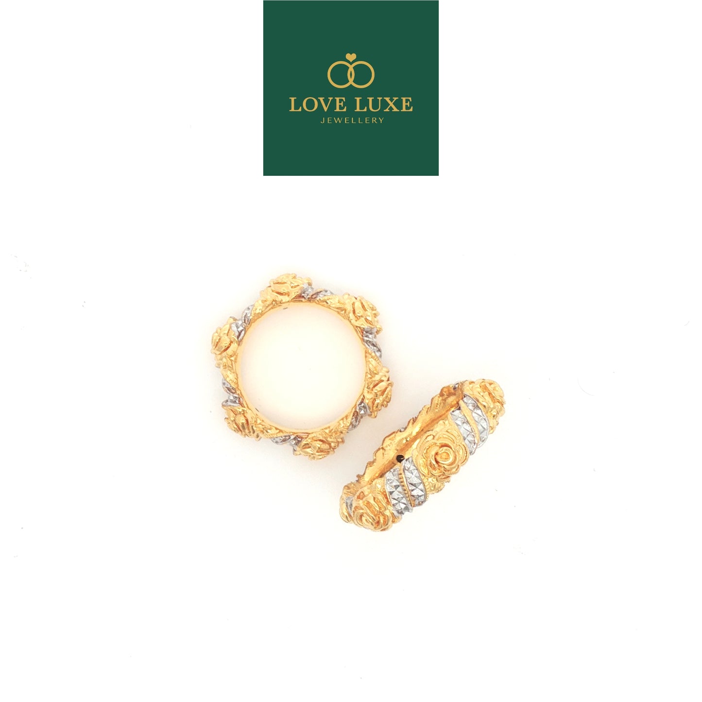 2C Rose Intertwine 5D Hard Gold Ring | Emas 916/22K