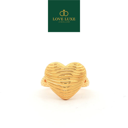 Wavy Love 5D Hard Gold Ring | Emas 916/22K