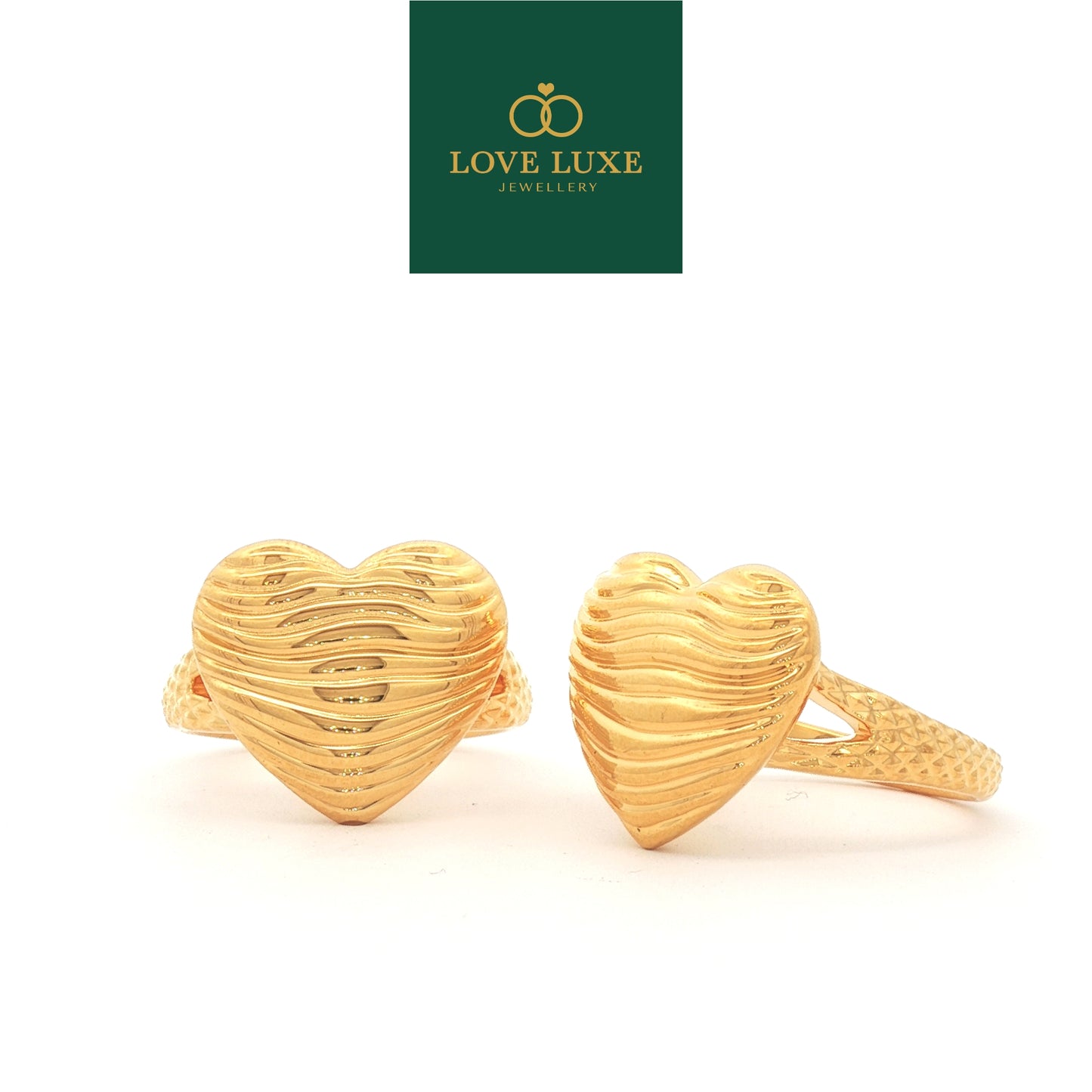 Wavy Love 5D Hard Gold Ring | Emas 916/22K