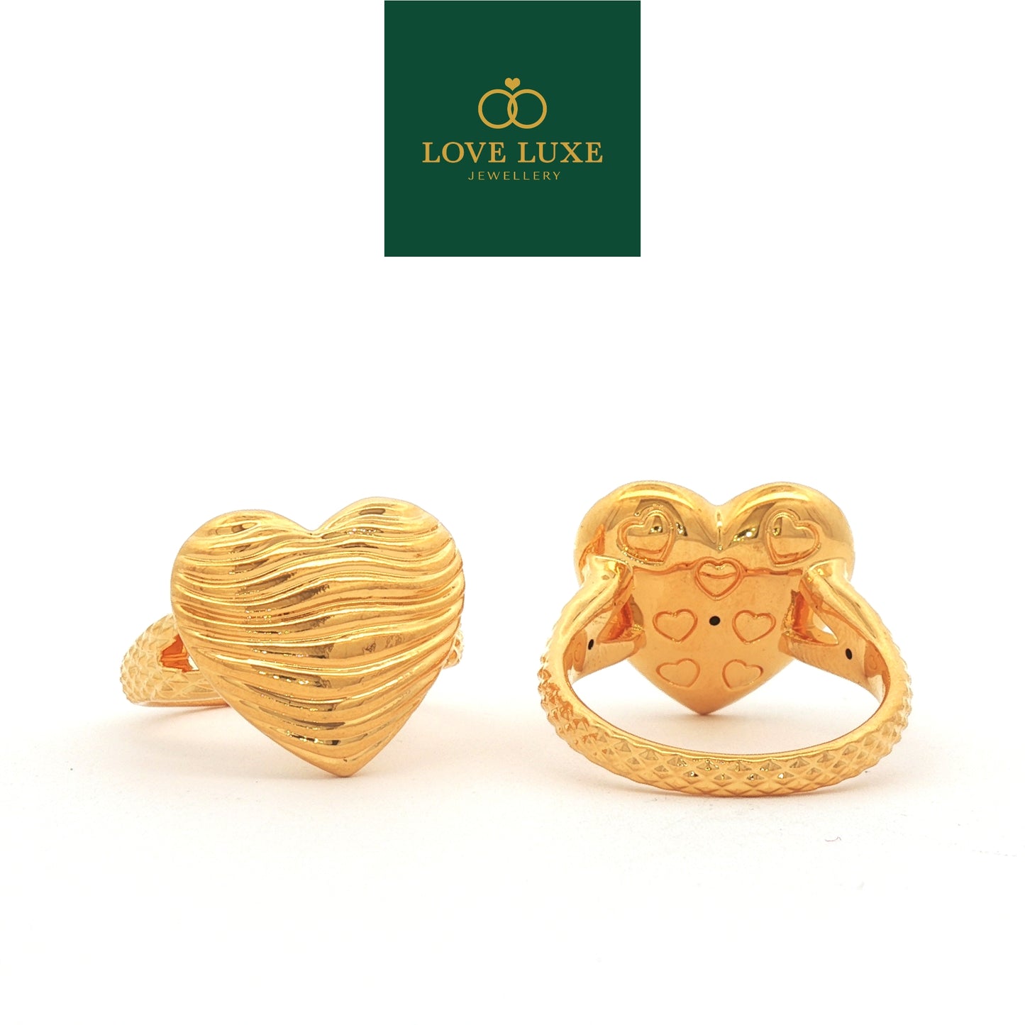 Wavy Love 5D Hard Gold Ring | Emas 916/22K